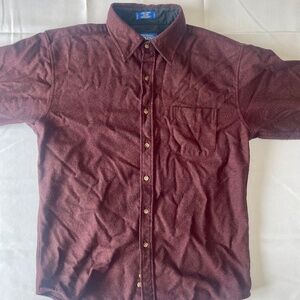 Pendleton Fitted Burgundy/Maroon Flannel Lodge Shirt 100% Virgin Wool • Size L
